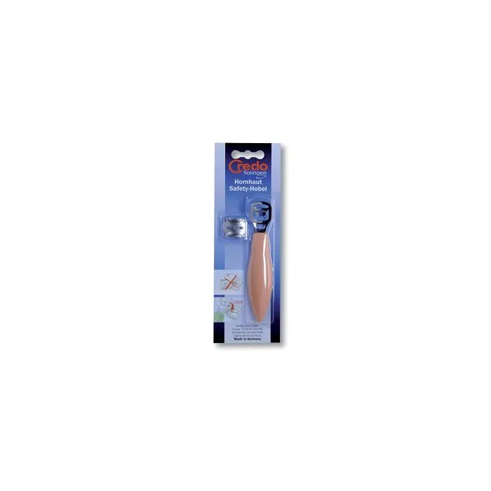 Credo tagliacalli di sicurezza cromato con 1 clip colore albicocca Credo tagliacalli di sicurezza cromato con 1 clip colore albicocca