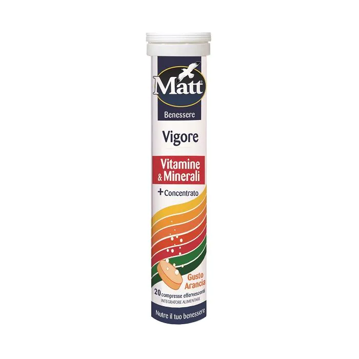 Matt benessere vigore vitamine & minerali 20 compresse effervescenti gusto arancia Matt benessere vigore vitamine & minerali 20 compresse effervescenti gusto arancia