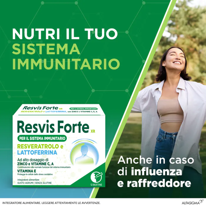 Resvis Forte XR Alfasigma Integratore Antiossidante E Difese Immunitarie 12 Bustine
