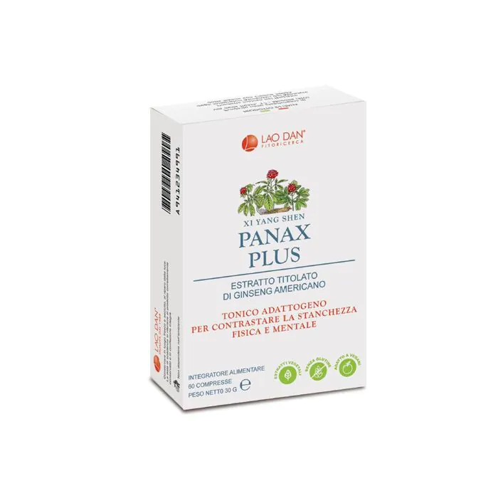 Panax plus ginseng americano 60 compresse con estratto di panax quinquefolius titolato al 10% in ginsenosidi Panax plus ginseng americano 60 compresse con estratto di panax quinquefolius titolato al 10% in ginsenosidi