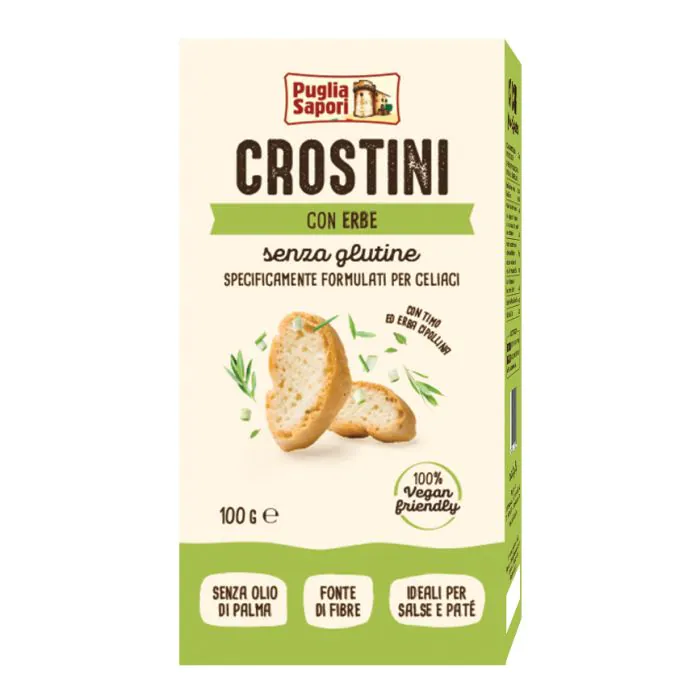 Puglia sapori crostini senza glutine con erbe di provenza 100 g Puglia sapori crostini senza glutine con erbe di provenza 100 g