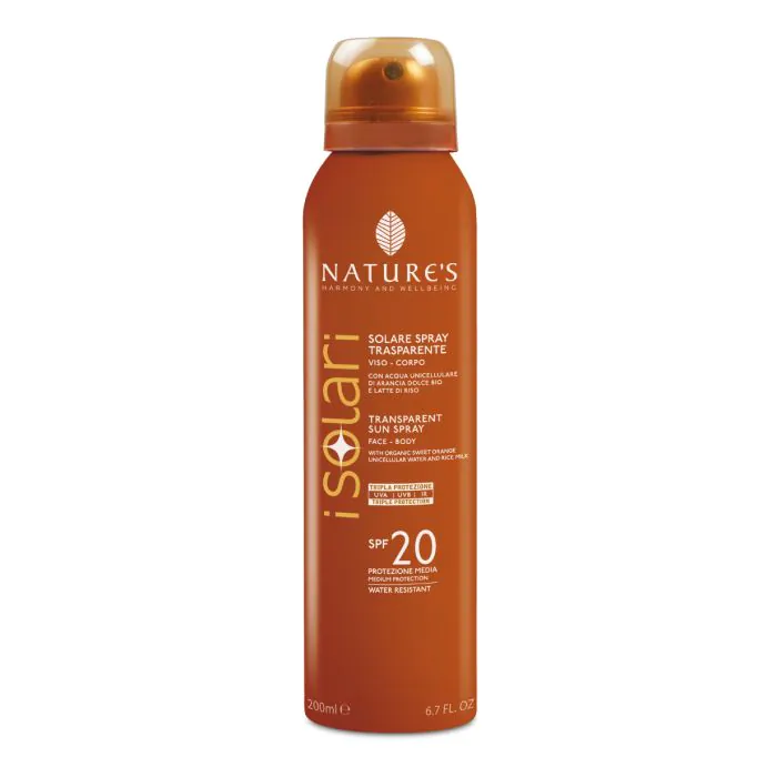 Nature's i solari spray trasparente spf20 200 ml Nature's i solari spray trasparente spf20 200 ml