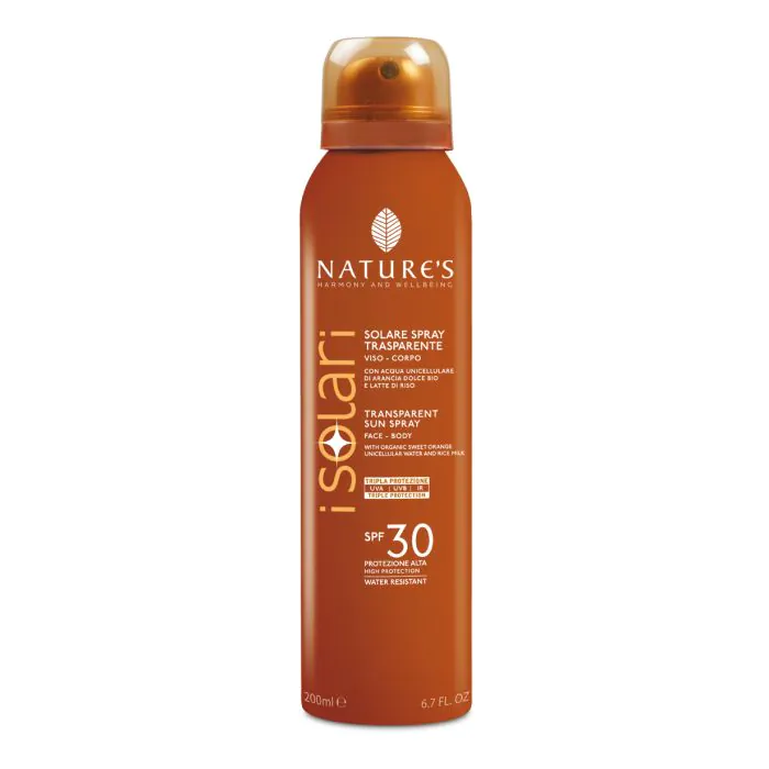 Nature's i solari spray trasparente spf30 200 ml Nature's i solari spray trasparente spf30 200 ml