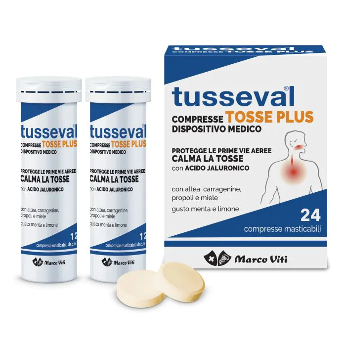 Tusseval Tosse Plus Compresse Menta e Limone 24 Compresse Masticabili Tusseval Tosse Plus Compresse Menta e Limone 24 Compresse Masticabili