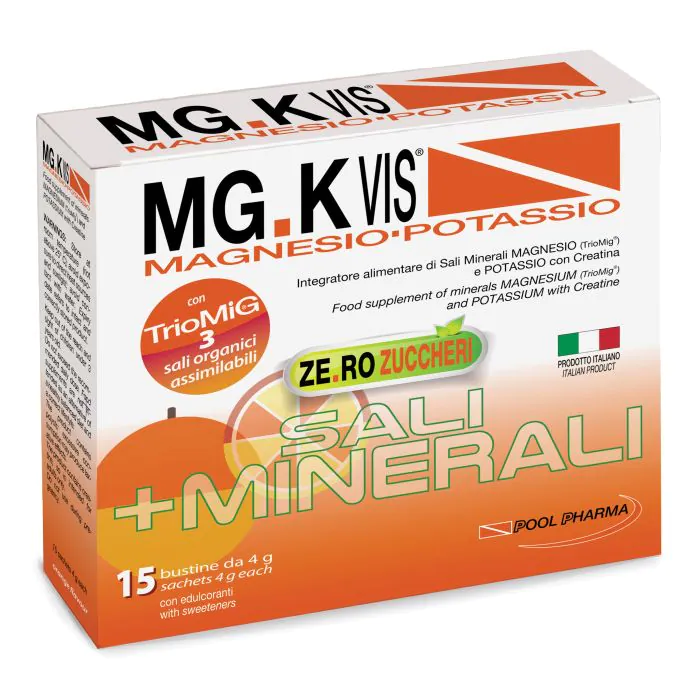 MG.K Vis Magnesio Potassio Arancia Zero Zuccheri Integratore Sali Minerali 15 Bustine MG.K Vis Magnesio Potassio Arancia Zero Zuccheri Integratore Sali Minerali 15 Bustine