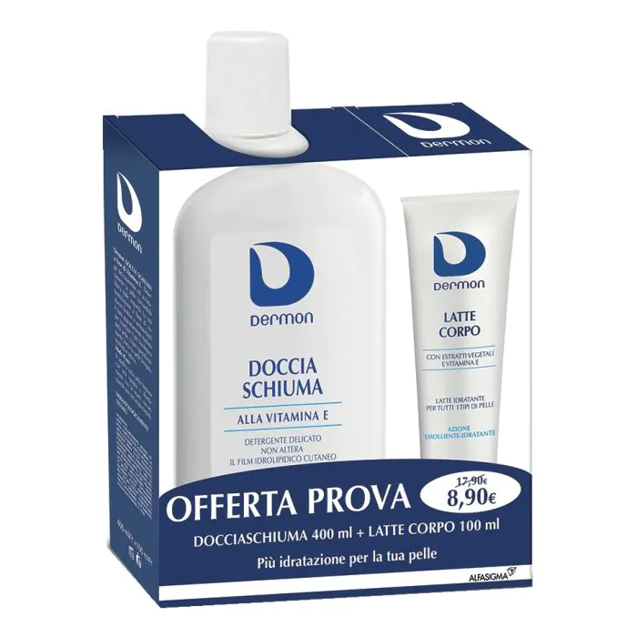 Dermon bipacco bagnodoccia vit e 400 ml + latte corpo 100 ml Dermon bipacco bagnodoccia vit e 400 ml + latte corpo 100 ml