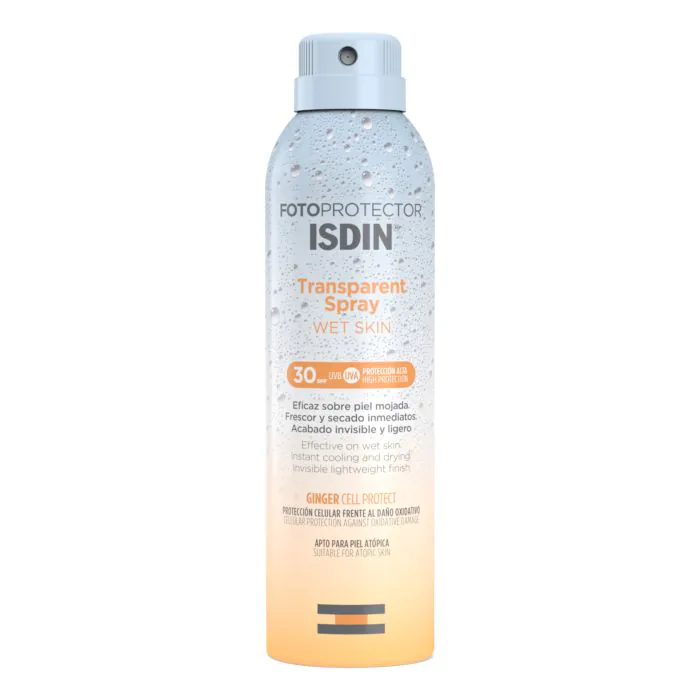 Isdin Fotoprotector Spray Trasparente Wet Skin SPF 30 Protezione Corpo 250 ml