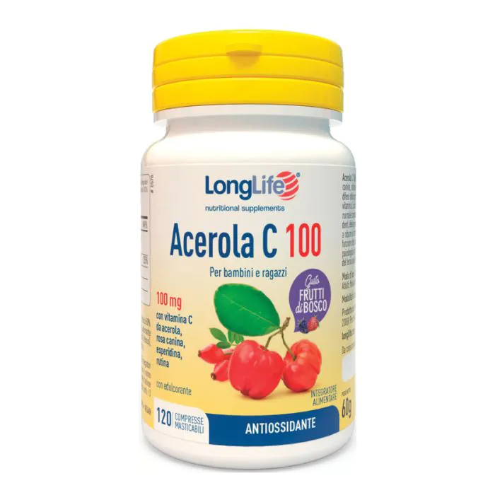 Longlife acerola c100 frutti di bosco 120 compresse Longlife acerola c100 frutti di bosco 120 compresse