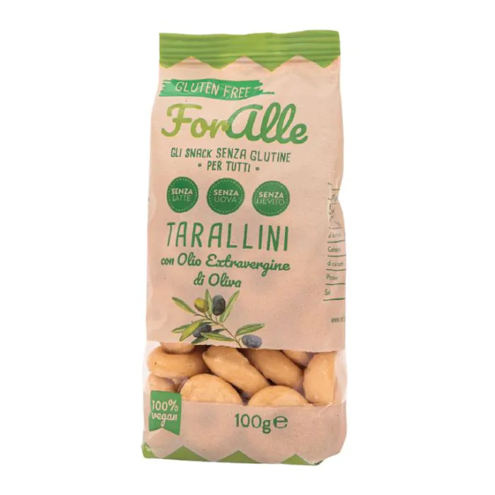 Foralle tarallini senza glutine con olio extra vergine d'oliva 100 g Foralle tarallini senza glutine con olio extra vergine d'oliva 100 g