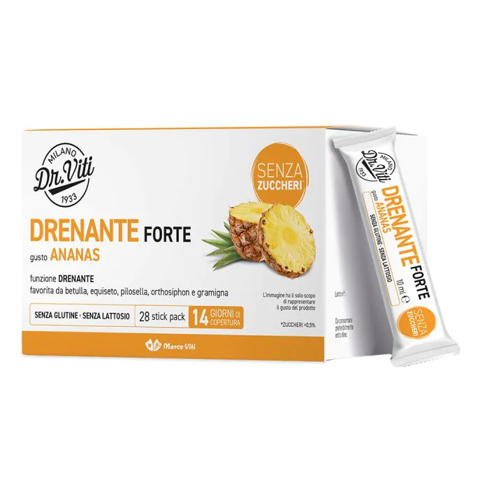 Marco Viti Drenante Forte Integratore Drenante e Antiossidante gusto Ananas 28 stick Marco Viti Drenante Forte Integratore Drenante e Antiossidante gusto Ananas 28 stick
