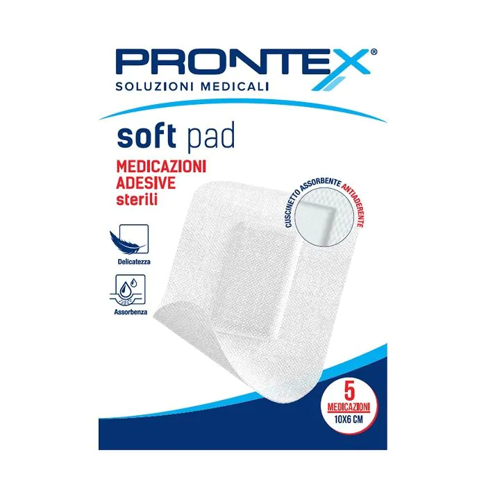 Medicazione adesiva sterile prontex soft pad 10x6 cm 5 pezzi Medicazione adesiva sterile prontex soft pad 10x6 cm 5 pezzi