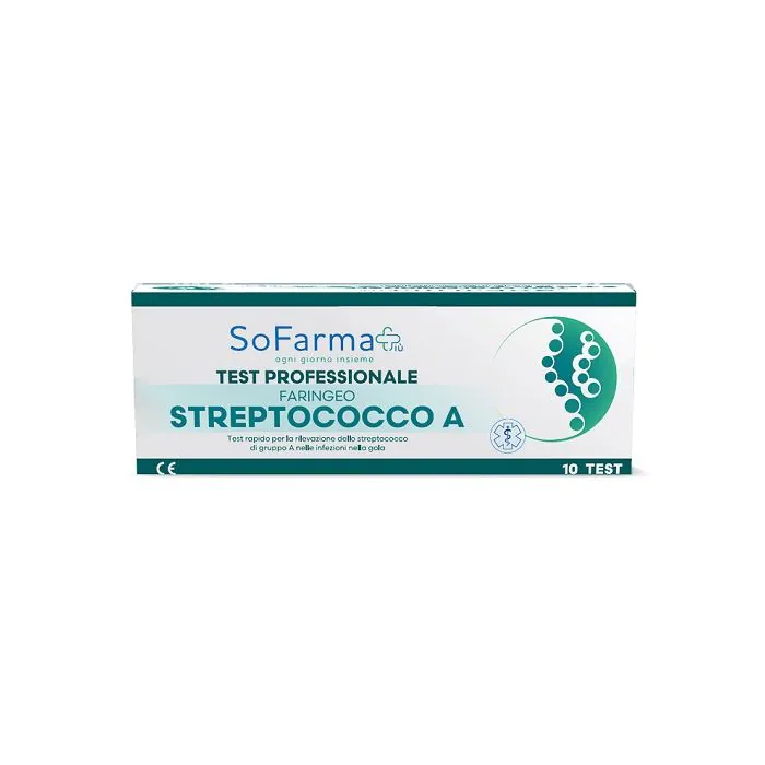 Test rapido faringeo strepto a sofarmapiu' rilevazione antigene streptococco a su tampone faringeo mediante immunocromatografia professionale 10 pezzi