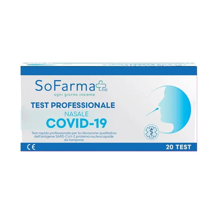 Test antigenico rapido covid-19 sofarmapiu' nasale rilevazione qualitativa antigeni sars-cov-2 in tamponi nasali 20 pezzi uso professionale Test antigenico rapido covid-19 sofarmapiu' nasale rilevazione qualitativa antigeni sars-cov-2 in tamponi nasali 20 pezzi uso professionale
