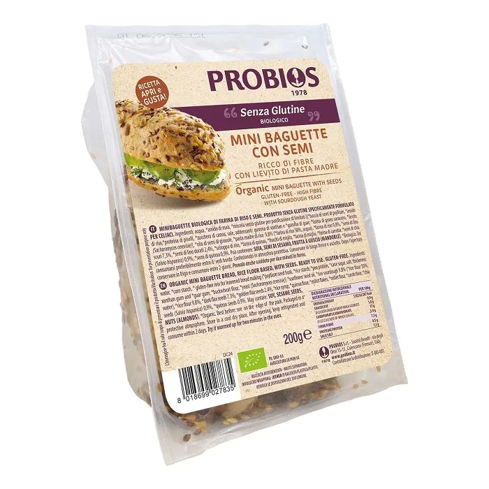 Probios mini baguette semi 2 pezzi da 100 g Probios mini baguette semi 2 pezzi da 100 g