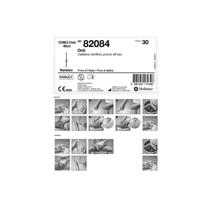 Catetere idrofilico intermittente onli pronto all uso 40 cm ch 8 30 pezzi