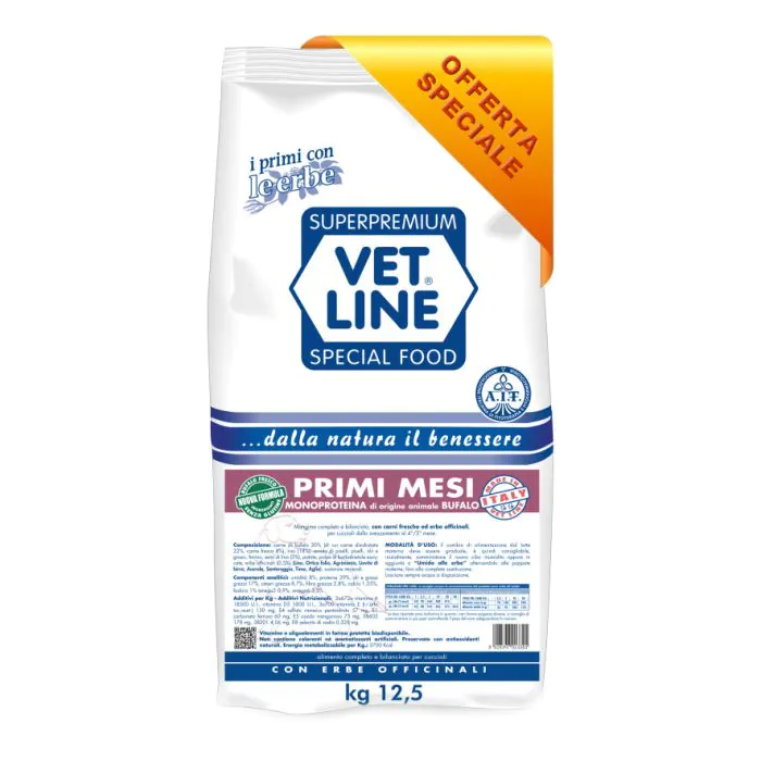 Vetline Cane Primi Mesi Monoproteico Bufalo 12,5 Kg Vetline Cane Primi Mesi Monoproteico Bufalo 12,5 Kg