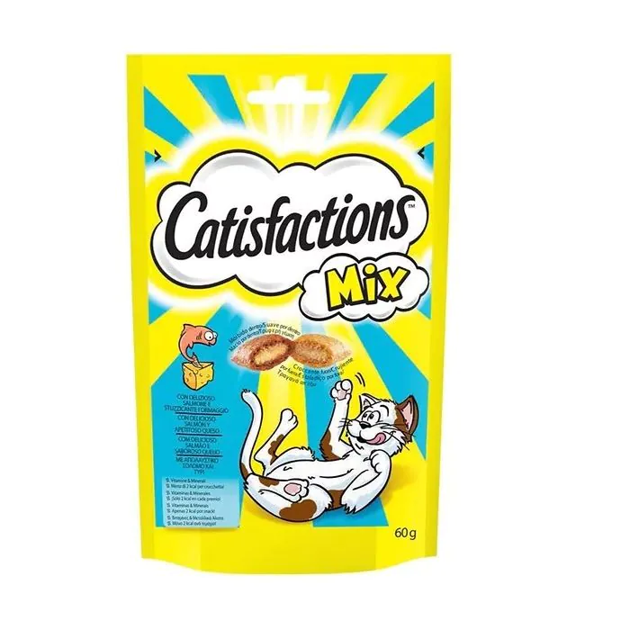 Catisfactions Gatto Snack Mix Salmone & Formaggio 60 Gr Catisfactions Gatto Snack Mix Salmone & Formaggio 60 Gr