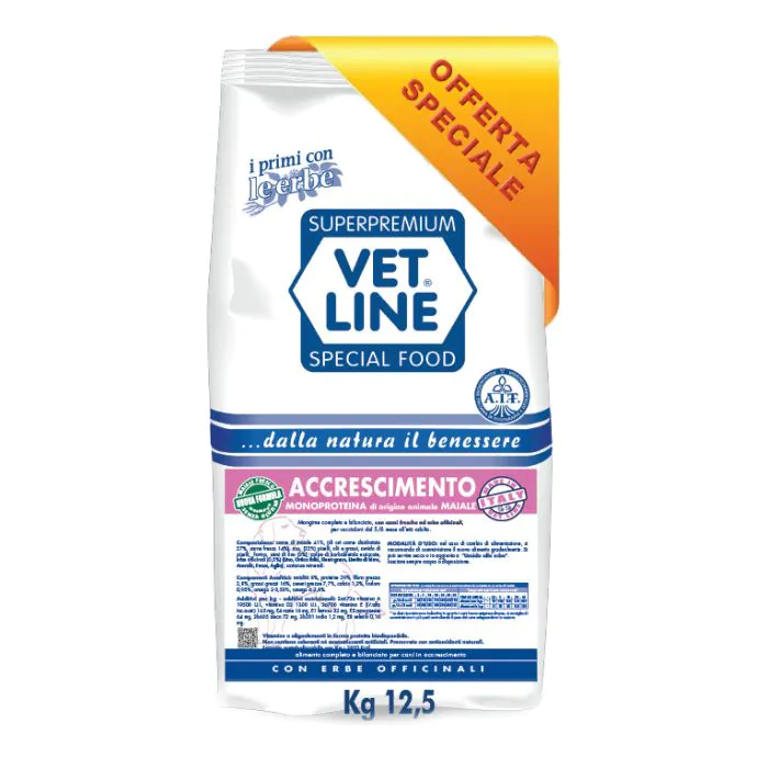 Vetline Cane Accrescimento Monoproteico Maiale 12,5 Kg Vetline Cane Accrescimento Monoproteico Maiale 12,5 Kg