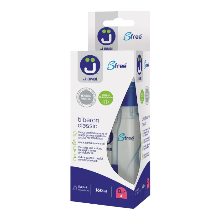 J bimbi b free classic 160 ml biberon in pp con canula anticoliche e tettarella in silicone