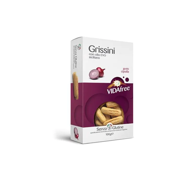 Vidafree grissini mini snack gusto cipolla 100 g Vidafree grissini mini snack gusto cipolla 100 g