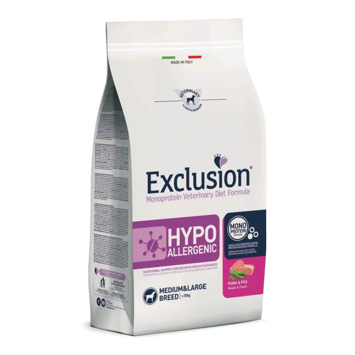 Exclusion Cane Diet Hypoallergenic Adulto Medium&Large Maiale & Piselli 12 Kg Exclusion Cane Diet Hypoallergenic Adulto Medium&Large Maiale & Piselli 12 Kg