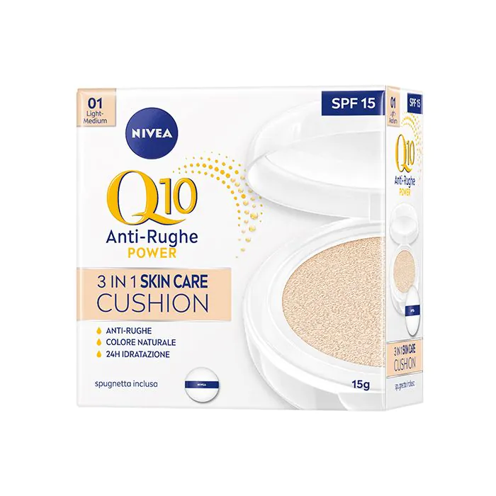 Nivea q10 plus anti-rughe 3 in 1 skin care cushion light - medium 15 ml