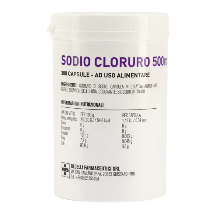 Sodio cloruro 300 capsule 500mg Sodio cloruro 300 capsule 500mg