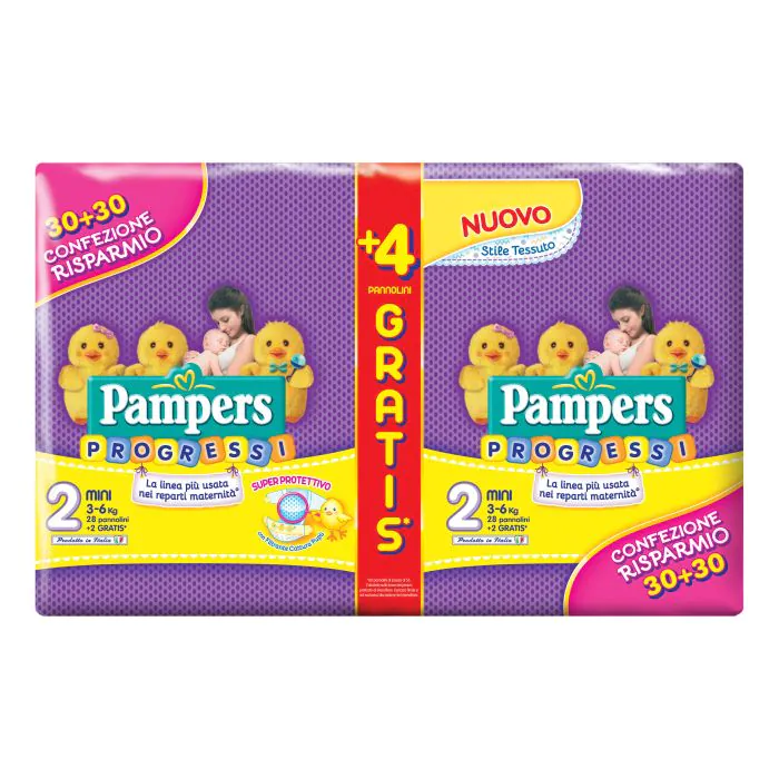 Pampers progressi mini pannolino 2 3-6kg 60 pezzi Pampers progressi mini pannolino 2 3-6kg 60 pezzi