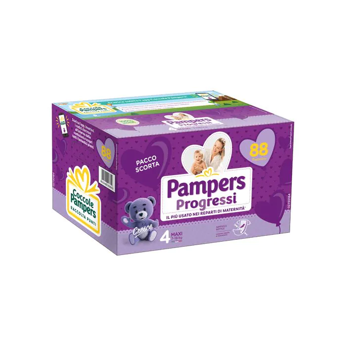 Pannolini quadripack pampers progressi maxi 88 pezzi Pannolini quadripack pampers progressi maxi 88 pezzi