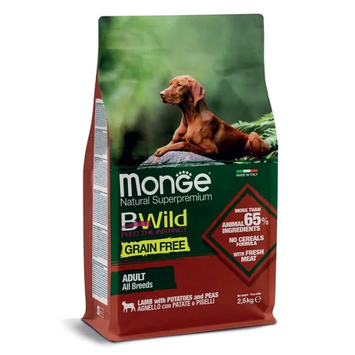 Monge Grain Free All Breeds Adult Agnello Con Patate E Piselli 2,5 Kg Monge Grain Free All Breeds Adult Agnello Con Patate E Piselli 2,5 Kg