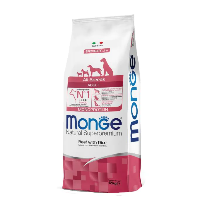Monge Cane Natural Superpremium Adulto All Breeds Manzo & Riso 12 Kg Monge Cane Natural Superpremium Adulto All Breeds Manzo & Riso 12 Kg