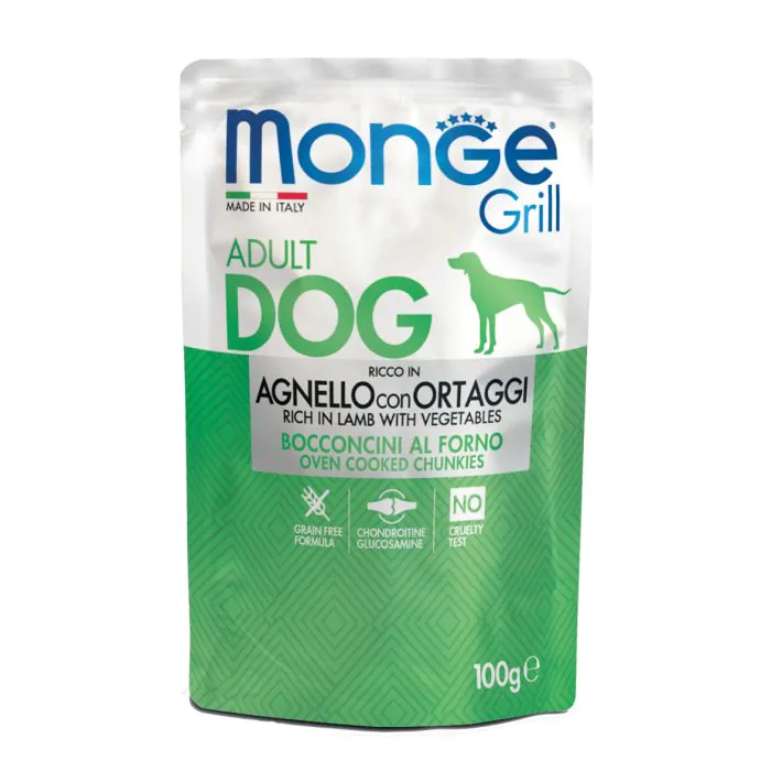 Monge Cane Grill Busta Adulto Agnello & Ortaggi 100 Gr Monge Cane Grill Busta Adulto Agnello & Ortaggi 100 Gr