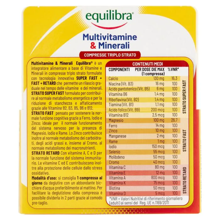 Equilibra Multivitamine & Minerali Integratore di Vitamine e Minerali 30 Compresse