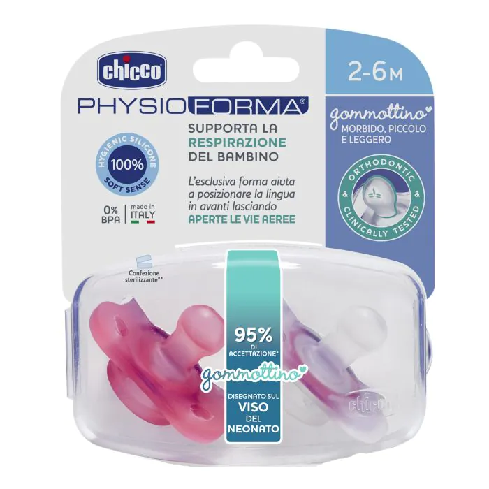 Chicco Gommottino PhysioForma Rosa Silicone 2-6 Mesi 2 Pezzi Chicco Gommottino PhysioForma Rosa Silicone 2-6 Mesi 2 Pezzi