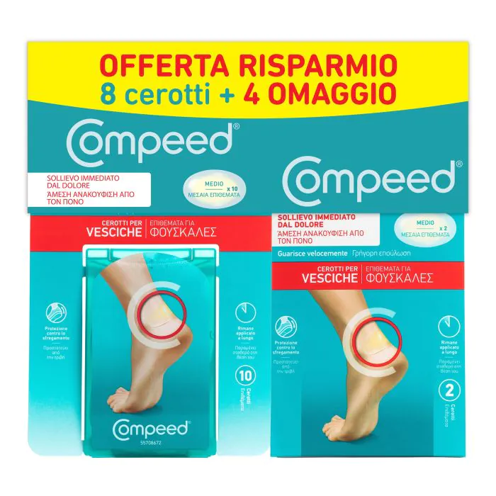 Compeed cerotto vesciche medio 10 pezzi + 2 pezzi formato convenienza Compeed cerotto vesciche medio 10 pezzi + 2 pezzi formato convenienza