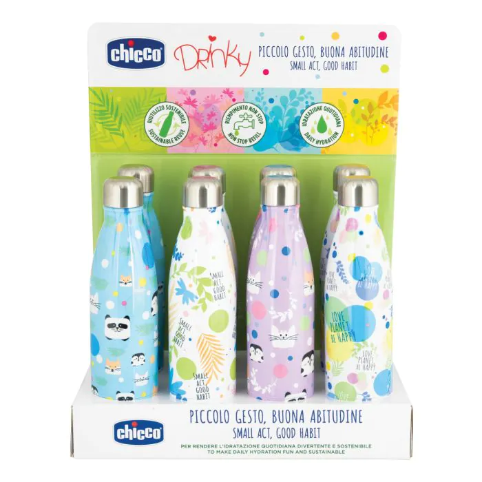 Chicco bottiglia inox da 500 ml display box Chicco bottiglia inox da 500 ml display box