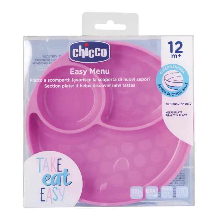 Chicco piatto silicone ventosa rosa Chicco piatto silicone ventosa rosa