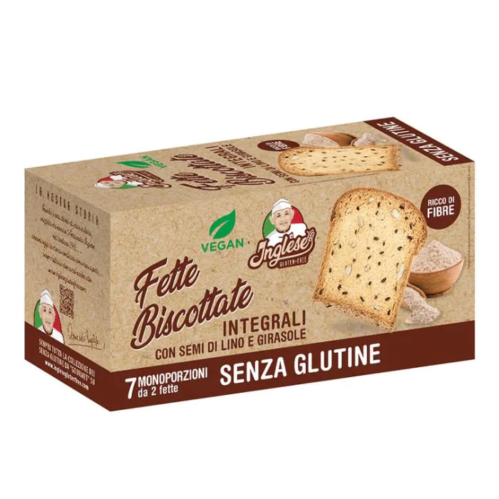 Inglese fette biscottate integrali con semi di lino e girasole 200 g Inglese fette biscottate integrali con semi di lino e girasole 200 g