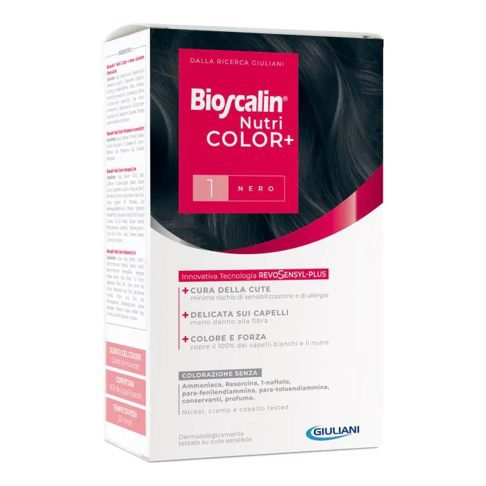 Bioscalin nutricolor plus 1 nero crema colorante 40 ml + rivelatore crema 60 ml + shampoo 12 ml + trattamento finale balsamo 12 ml Bioscalin nutricolor plus 1 nero crema colorante 40 ml + rivelatore crema 60 ml + shampoo 12 ml + trattamento finale balsamo 12 ml