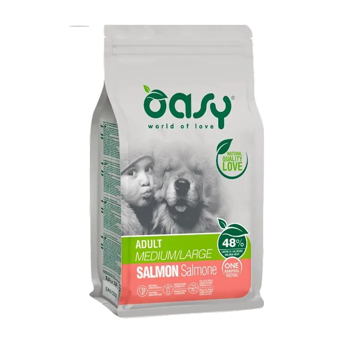 Oasy Cane Oap Adulto Medium&Large Salmone 12 Kg   New Pack