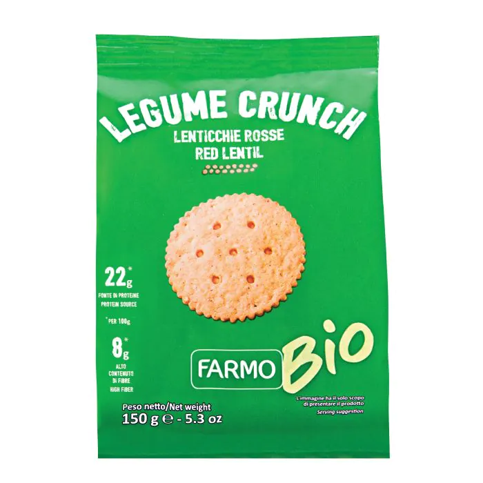 Farmo bio legume crunch crackers di lenticchie rosse e sesamo 150 g Farmo bio legume crunch crackers di lenticchie rosse e sesamo 150 g