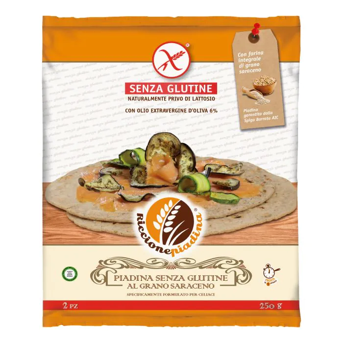 Riccione piadina senza glutine al grano saraceno 2 x 125 g fuori frigo Riccione piadina senza glutine al grano saraceno 2 x 125 g fuori frigo