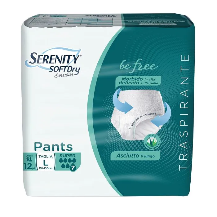 Serenity Soft Dry Sensitive Pants Super Taglia L 12 Pezzi