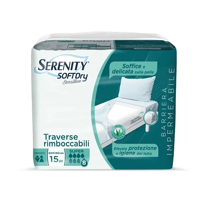 Serenity Soft Dry Sensitive Traversa Assorbente Super 80x180 15 Pezzi Serenity Soft Dry Sensitive Traversa Assorbente Super 80x180 15 Pezzi