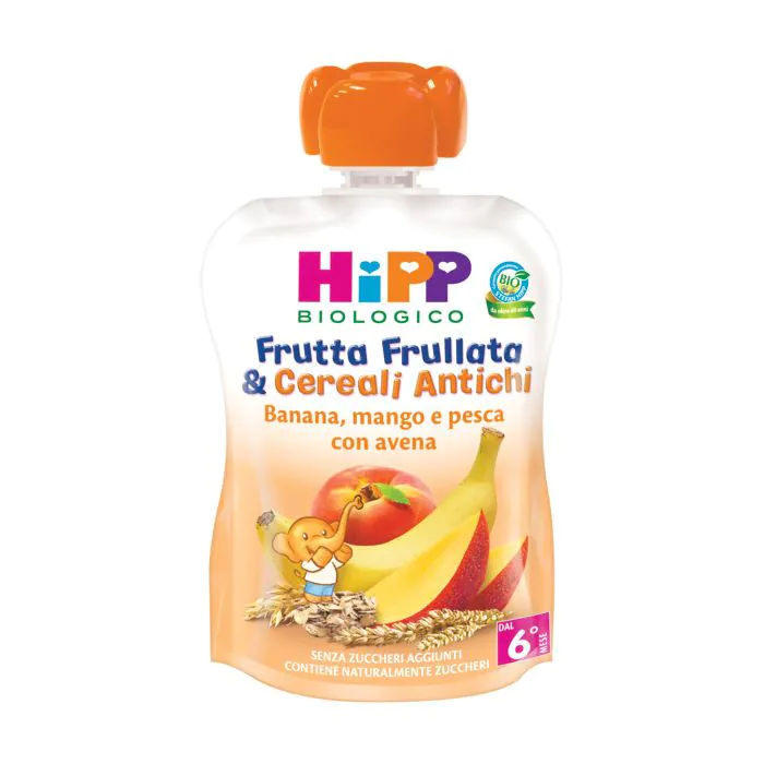 Hipp frutta frullata&cereali antichi banana mango pesca avena 90 g Hipp frutta frullata&cereali antichi banana mango pesca avena 90 g
