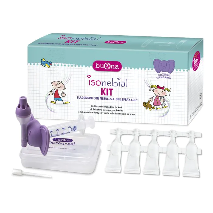 Isonebial kit pulizia cavita' nasali 20 flaconcini monodose 5 ml + siringa luer lock soft-jeck + ago cannula + nebulizzatore spraysol Isonebial kit pulizia cavita' nasali 20 flaconcini monodose 5 ml + siringa luer lock soft-jeck + ago cannula + nebulizzatore spraysol