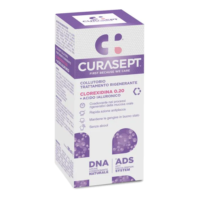 Curasept ADS Clorexidina 0,20 + Acido Ialuronico Collutorio Trattamento Rigenerante 200 ml Curasept ADS Clorexidina 0,20 + Acido Ialuronico Collutorio Trattamento Rigenerante 200 ml