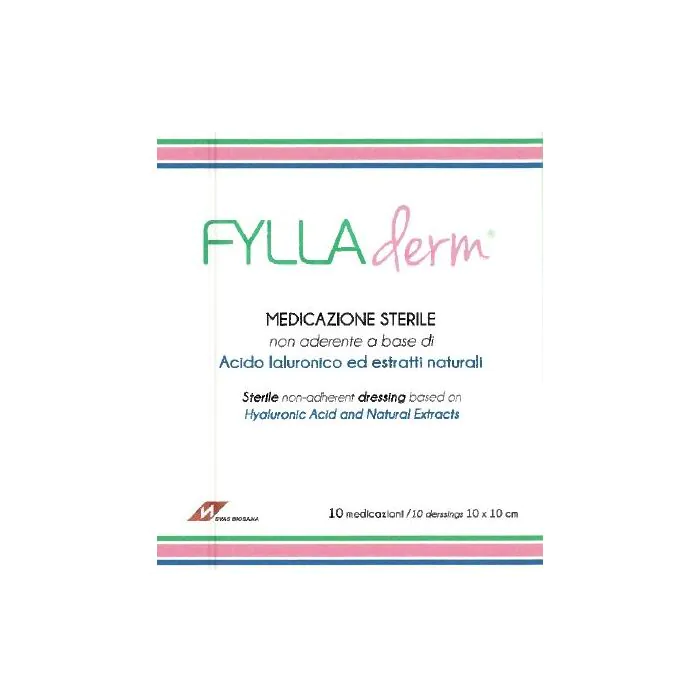 Medicazione non aderente fylladerm a base di acido ialuronico 10 x 10 cm 10 buste Medicazione non aderente fylladerm a base di acido ialuronico 10 x 10 cm 10 buste