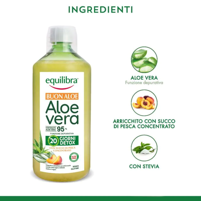 Equilibra Buon Aloe Vera Con Succo DI Pesca Concentrato Integratore Depurativo 1 L