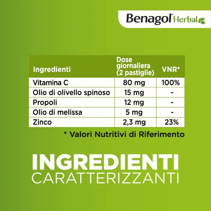 Benagol Herbal Supporto Immunitario Integratore Gusto Miele 24 Pastiglie